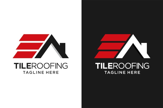 Vector tile roofing logo design template