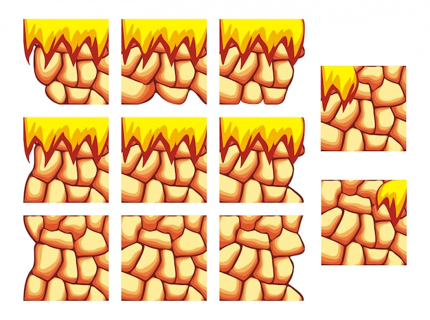 벡터 2d 게임 벽과 배경을 만들기위한 바위의 타일 세트 패턴