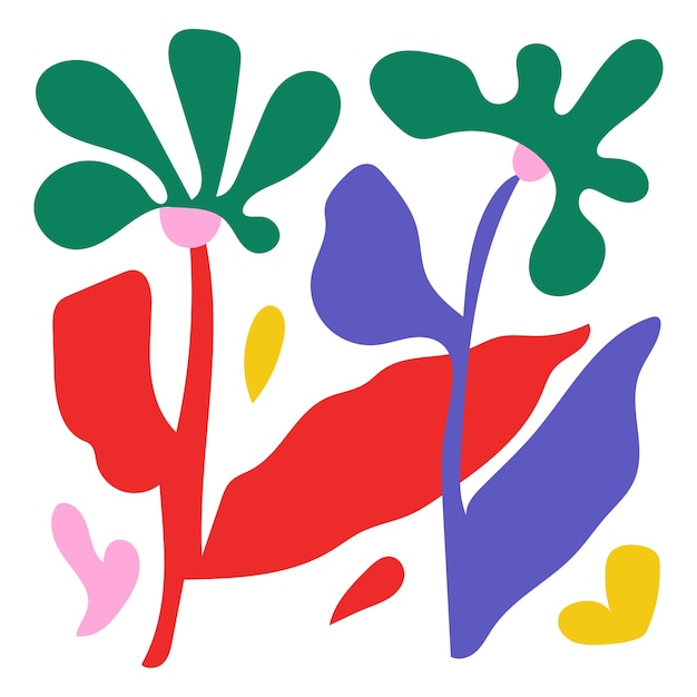 Tileable Modern Flower in Vibrant Colors Matisse Flowers Pattern