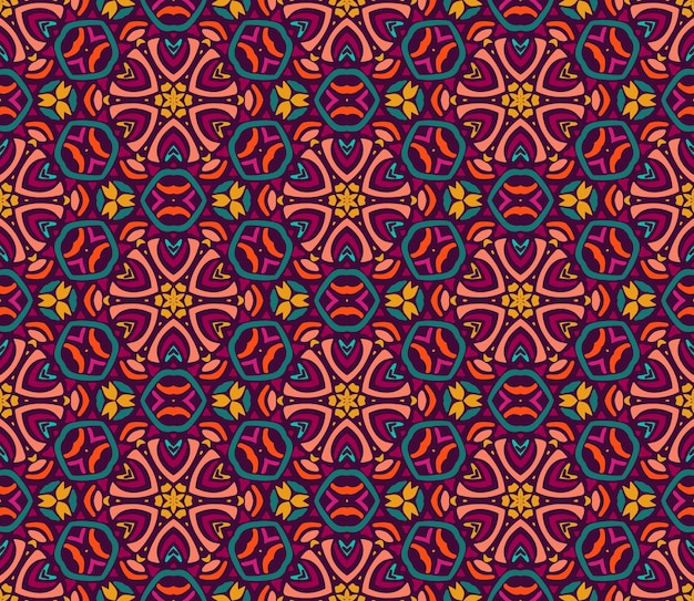 Tiled ethnic pattern for fabric. Abstract geometric mosaic vintage seamless pattern ornamental.