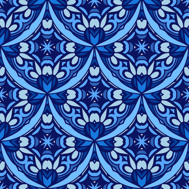 Tiled ethnic pattern for fabric. Abstract mosaic seamless pattern