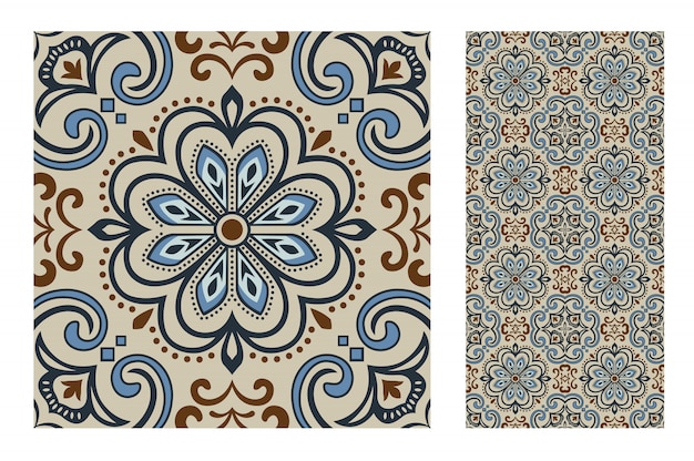 포르투갈어 패턴 골동품 원활한 디자인 타일