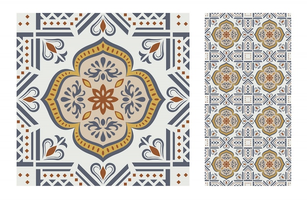 Vector tiles portuguese patterns antique seamless design