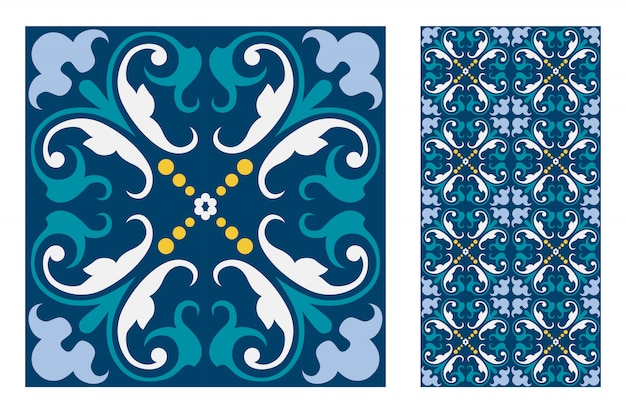 Tiles portuguese patterns antique seamless design