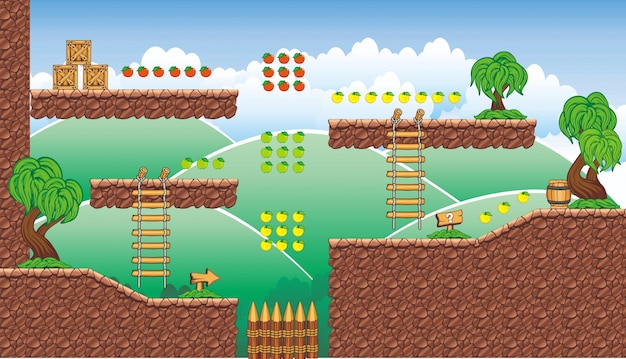 Piattaforma di tileset e sfondo per la creazione di giochi per dispositivi mobili