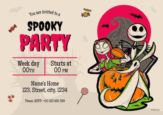 Tim Burtons The Nightmare Before Christmas Halloween Party Invitation