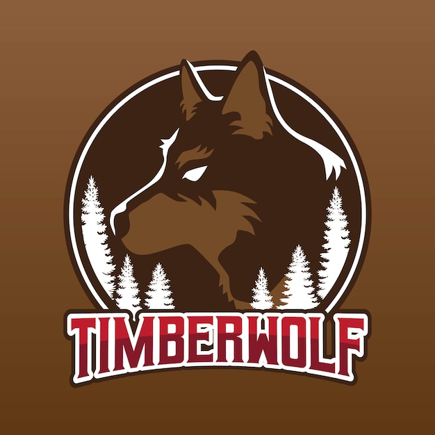 Timberwolf mascotte logo ontwerp