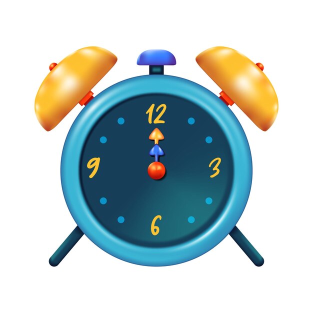 Vector time alarm 12 am 3d icon realistic illustration vector for celebrating new year or party event