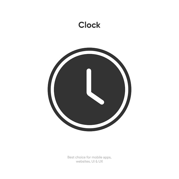 Икона времени и часов Икона часов в модном плоском и линейном стиле изолирована на фоне Иконы даты