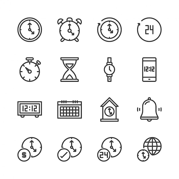 Vector time and clock icon set