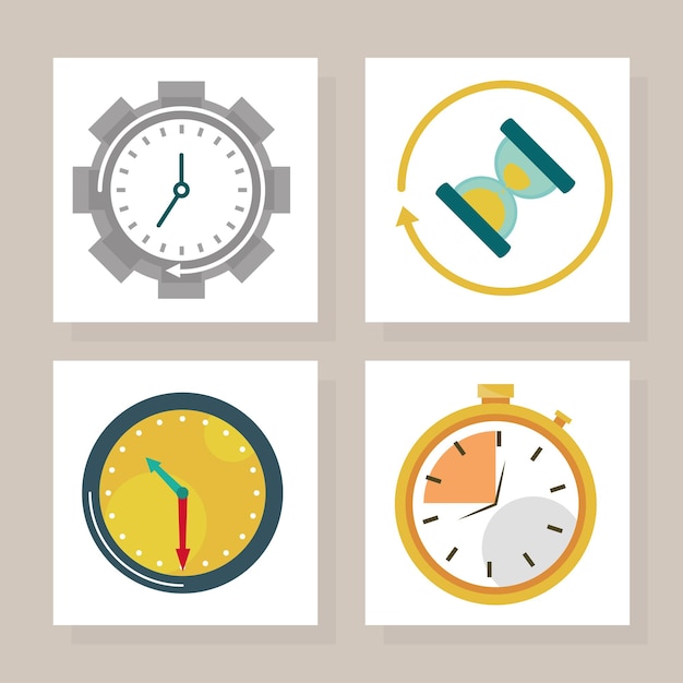 Time clock icons set