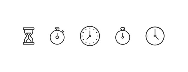 Time and clock line icons collection Vector isolatedxA