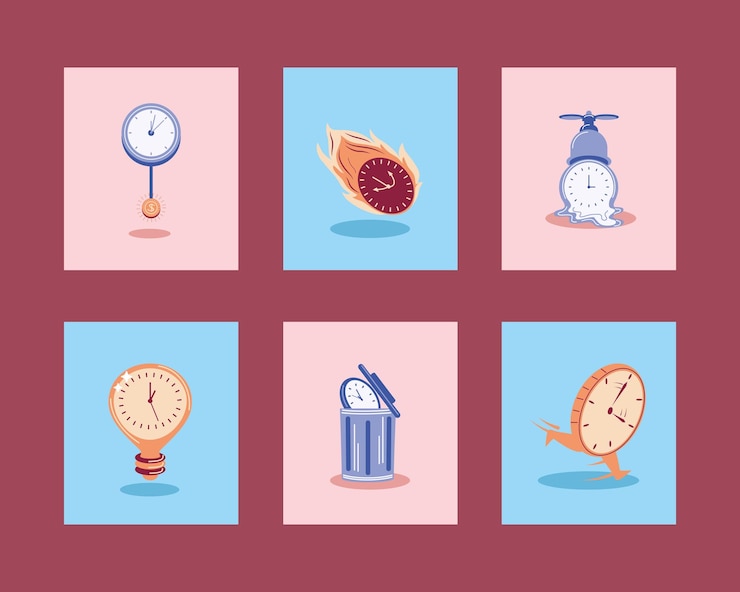 Vector time clocks icons set