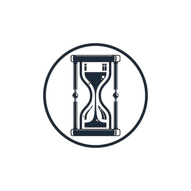 Time conceptual stylized icon. Old-fashioned hourglass isolated on white, stylish clock pictogram.