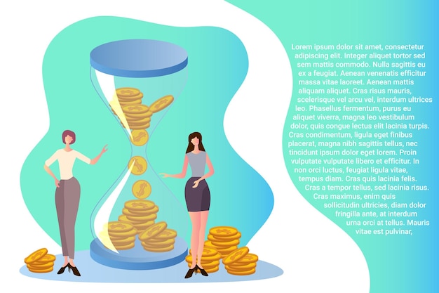 Time controlcontrol over financial transactionsdeadline and time managementflat vector illustration