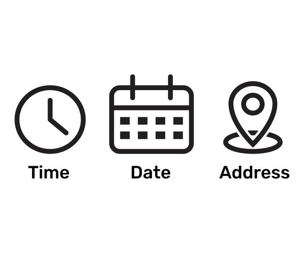 time date and address icons