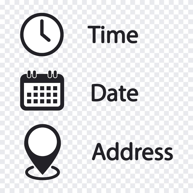 time date address vector icons in a modern style