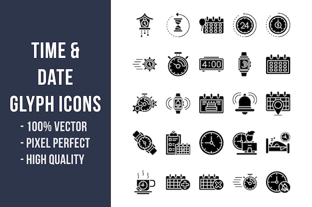 Time and Date Glyph Icons