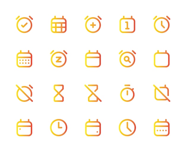 Time and Date Icons Set Clock Calendar and Schedule Vector Graphics