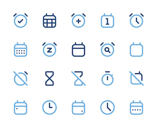 Time and Date Icons Set Clock Calendar and Schedule Vector Graphics