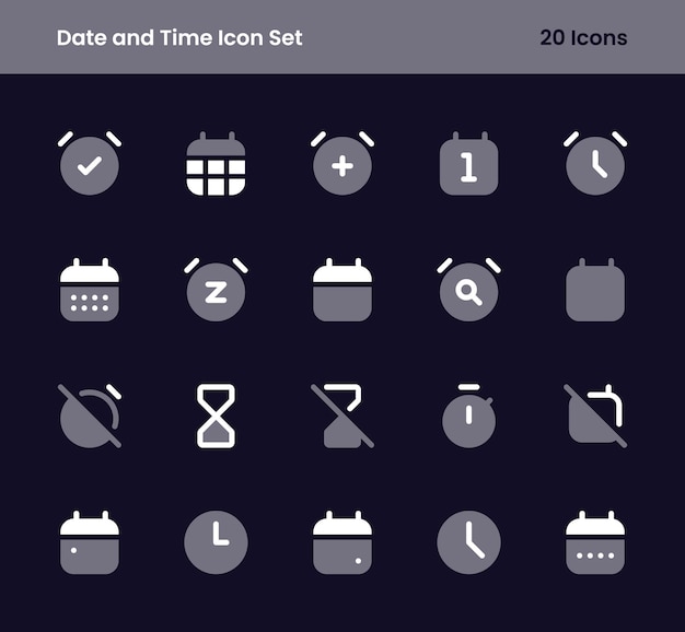 time and date icons set