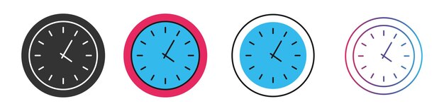 Time different style icons set Outline and filled vector sign