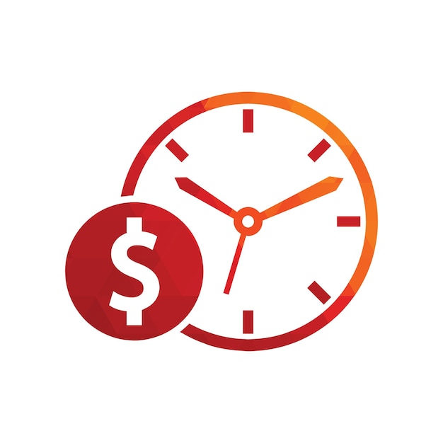 Time dollar logo design template icon Time is money concept clock and coin