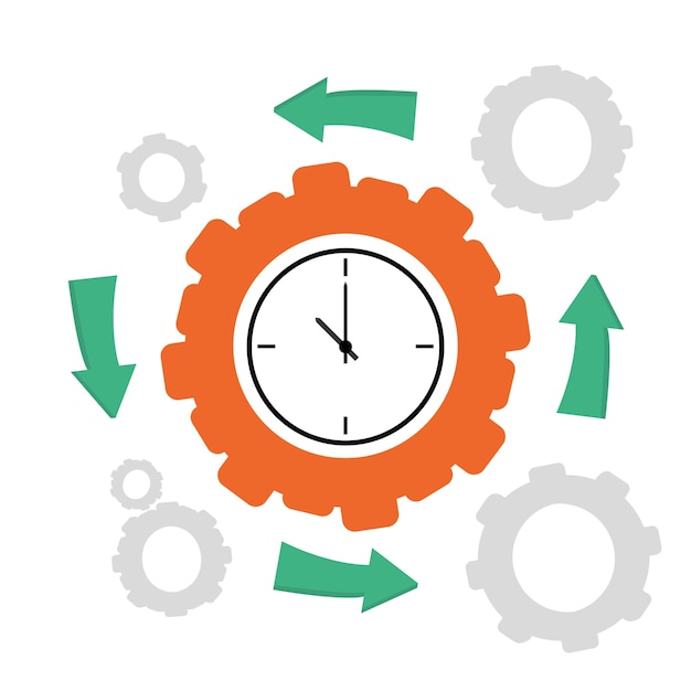 Vector time and gears teamwork concept