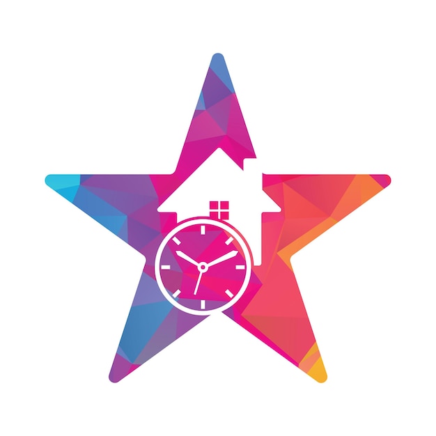 Time home star shape concept logo design