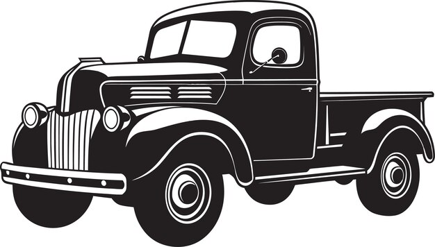 Vector time honored drives vintage pickup icon retro cruiser black emblem icon