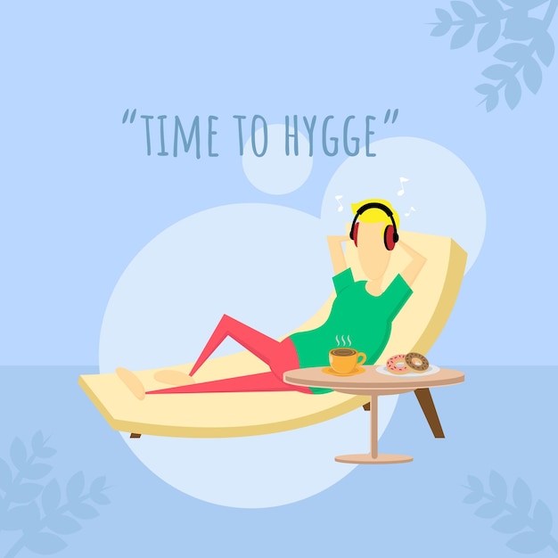 Vector time to hygge concept