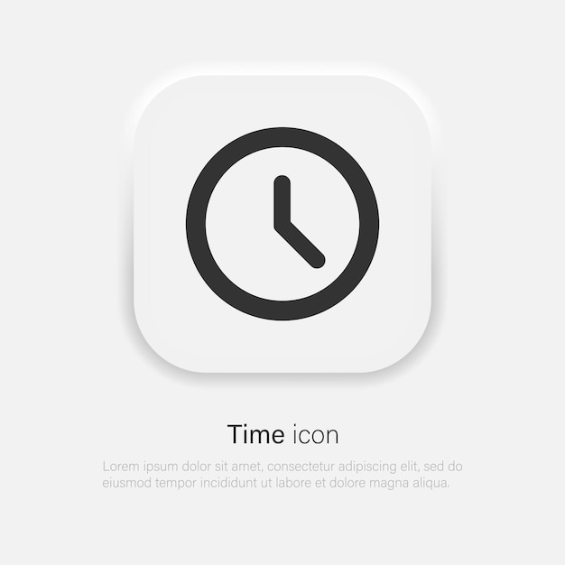 Time icon in trendy neumorphism style Clock icon page symbol for your web site design Clock icon