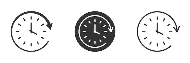 Time icons Clock icons Passage of time signs Isolated on white background Flat vector illustration