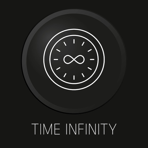 黒の背景に分離された3Dボタンの時間無限ベクトル線アイコンプレミアムベクトル