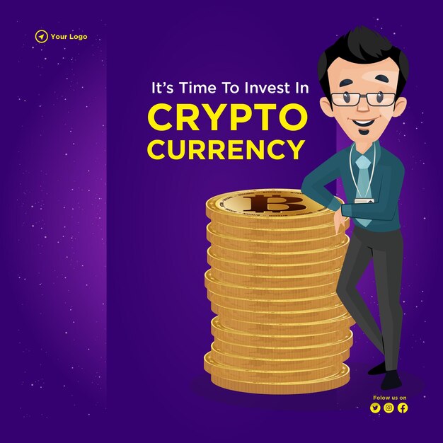 Time to invest in crypto currency banner design template