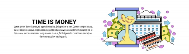 Time is money concept horizontal banner template