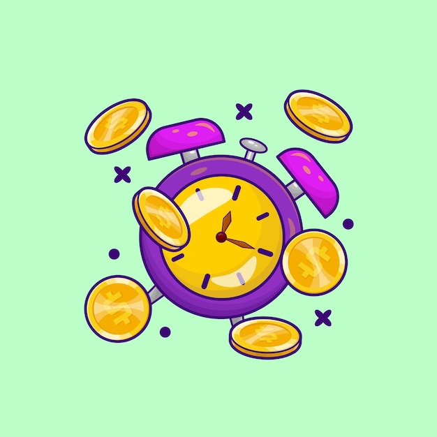 Time is Money Concept with Cartoon Style Business Investement Illustration