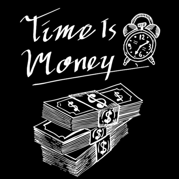 Time Is Money, doodle vector