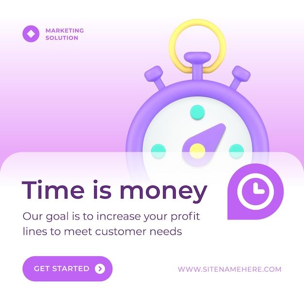 Time is money financial strategy marketing solution stopwatch countdown 3d icon vector