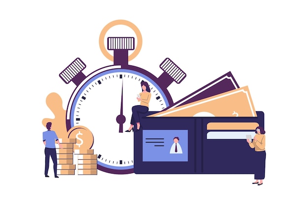 Vector time is money flat style illustration vector design