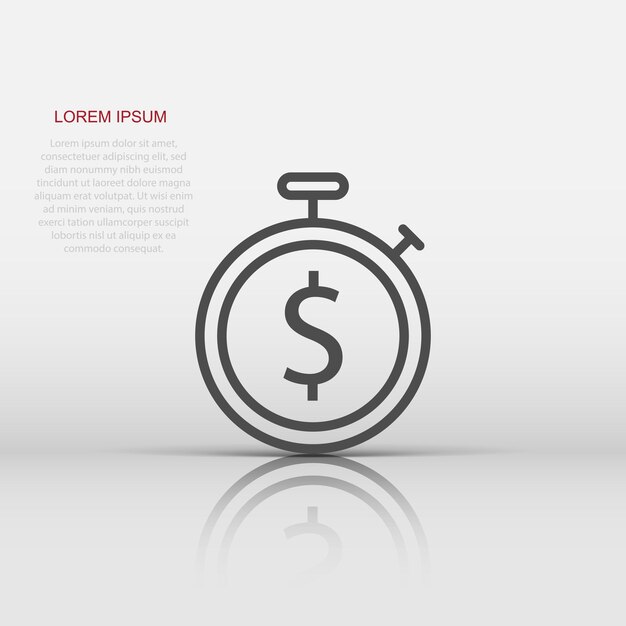 Time is money icon in flat style Clock with dollar vector illustration on white isolated background Currency business concept