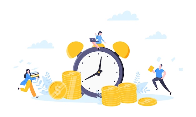 Time is money Save time business concept flat style vector illustration