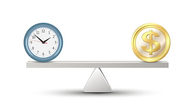 Time is money on scales Vector illustration