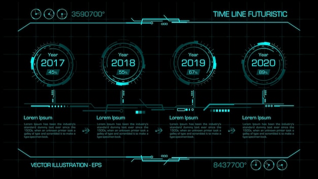 Grafico delle informazioni dell'interfaccia hud futuristica della linea temporale illustrazione vettoriale