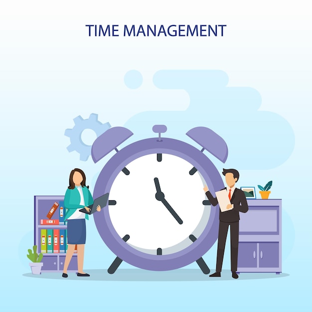 Time management concept Flat vector template Style Suitable for Web Landing Page Background