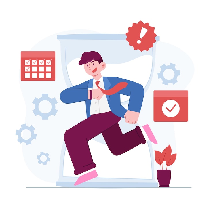 Vector time management concept illustration idea calendar agenda for appointment and meeting planning