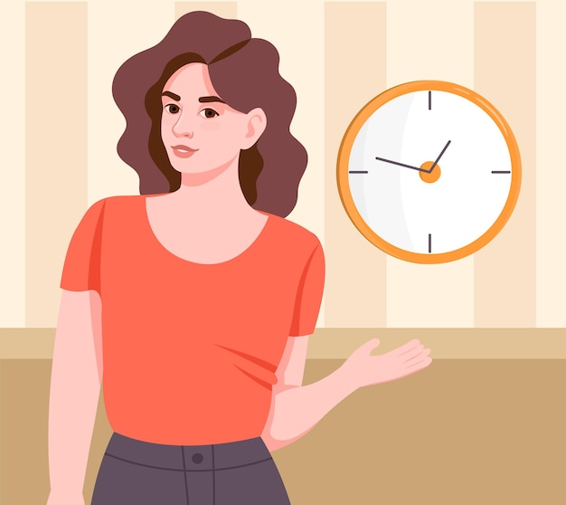 Time management concept young woman holding clock in her hands personal efficiency or workday