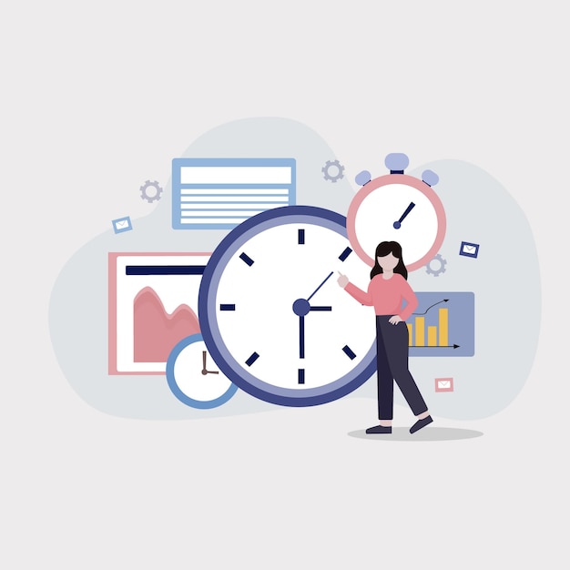 Time management flat design illustration