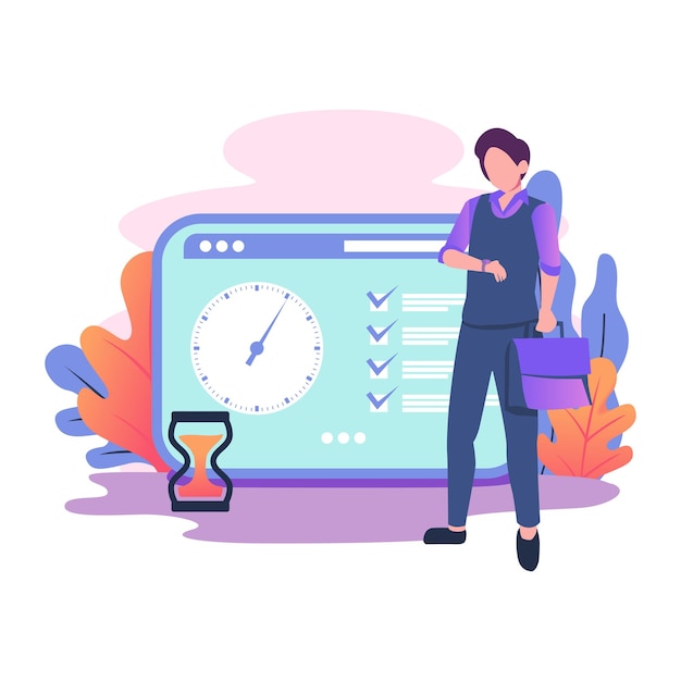 Time management flat style illustration design