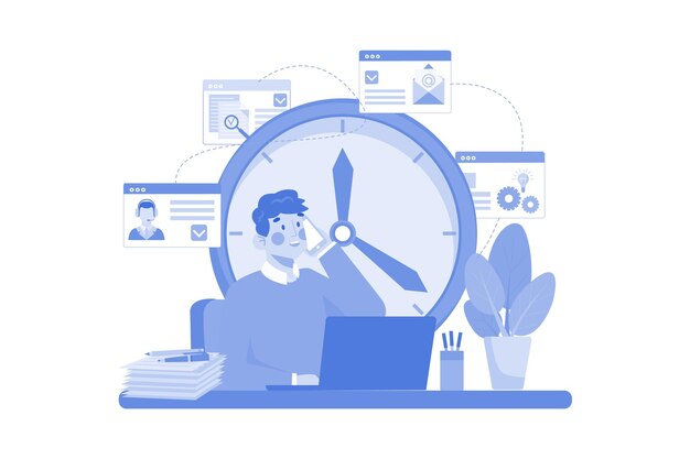 Vector time management illustration concept on a white background